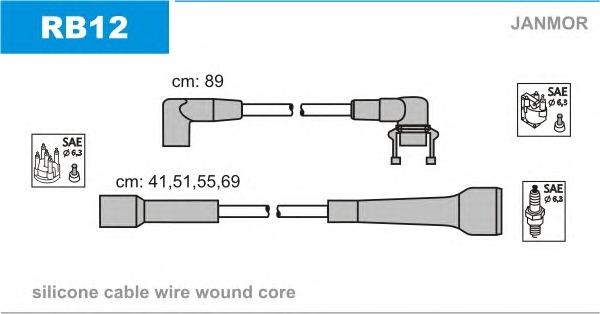 JANMOR Gyújtókábel készlet RB12_JANMOR