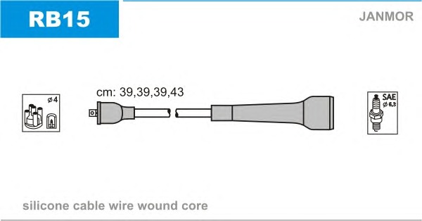 JANMOR Gyújtókábel készlet RB15_JANMOR