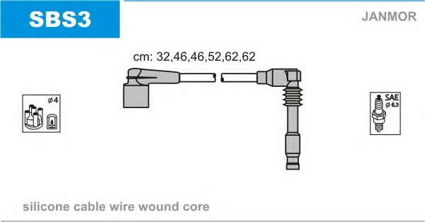 JANMOR Gyújtókábel készlet SBS3_JANMOR