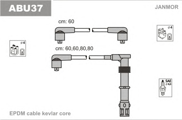 JANMOR Gyújtókábel készlet ABU37_JANMOR