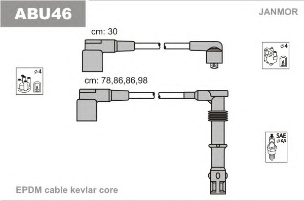 JANMOR Gyújtókábel készlet ABU46_JANMOR