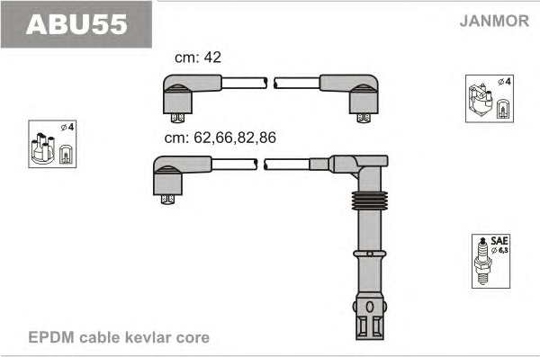 JANMOR Gyújtókábel készlet ABU55_JANMOR