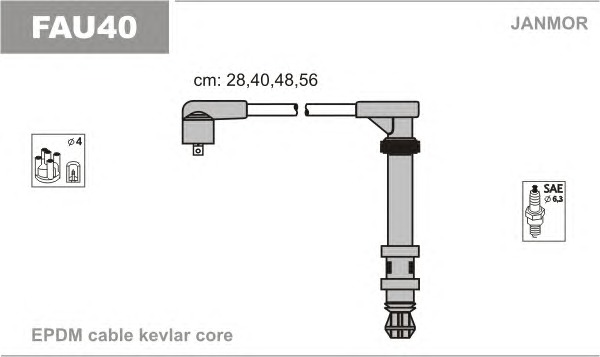 JANMOR Gyújtókábel készlet FAU40_JANMOR