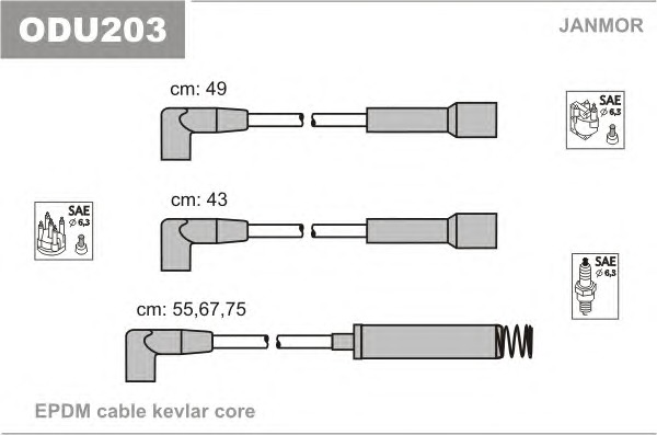 JANMOR Gyújtókábel készlet ODU203_JANMOR