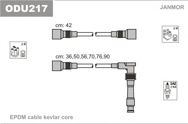 JANMOR Gyújtókábel készlet ODU217_JANMOR