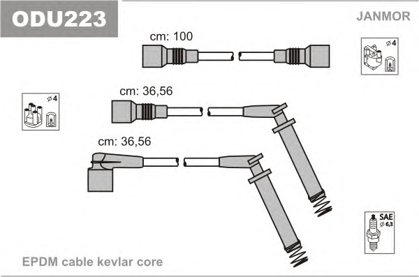 JANMOR Gyújtókábel készlet ODU223_JANMOR