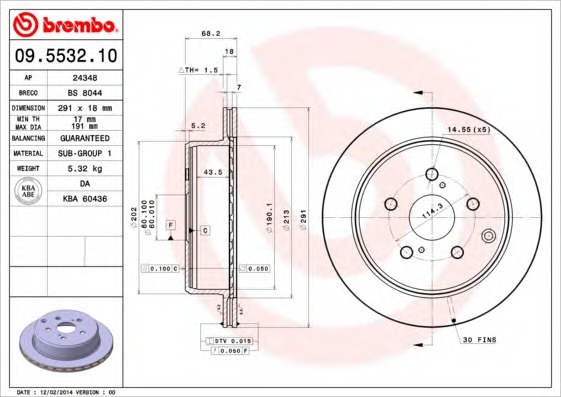 BREMBO Féktárcsa, mind 09.5532.10_BREMBO