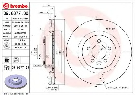 BREMBO Első féktárcsa 09.8877.30_BREMBO