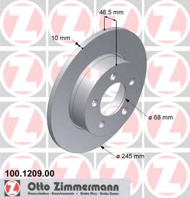 ZIMMERMANN Hátsó féktárcsa 100.1209.00_ZIM