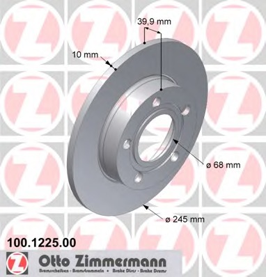 ZIMMERMANN Hátsó féktárcsa 100.1225.00_ZIM