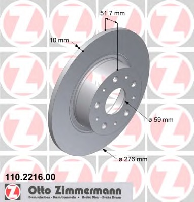 ZIMMERMANN Hátsó féktárcsa 110.2216.00_ZIM