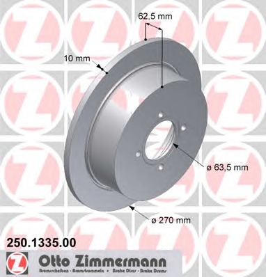 ZIMMERMANN Hátsó féktárcsa 250.1335.00_ZIM