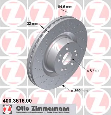 ZIMMERMANN Első féktárcsa 400.3616.00_ZIM