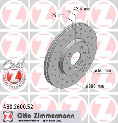 ZIMMERMANN 430.2600.52_ZIM Első féktárcsa