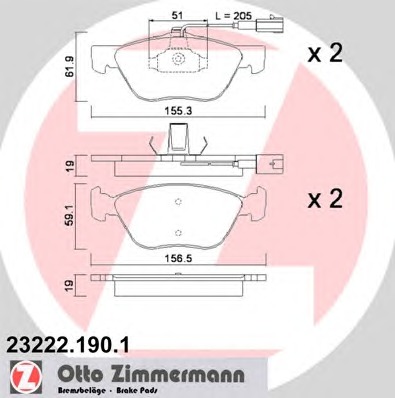 ZIMMERMANN Első fékbetét 23222.190.1_ZIM