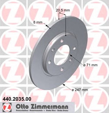 ZIMMERMANN Hátsó féktárcsa 440.2035.00_ZIM