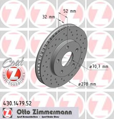 ZIMMERMANN Első féktárcsa 430.1479.52_ZIM