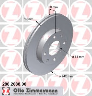 ZIMMERMANN Első féktárcsa 280.2088.00_ZIM