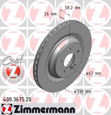 ZIMMERMANN Hátsó féktárcsa 400.3675.20_ZIM