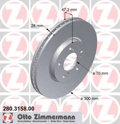 ZIMMERMANN Első féktárcsa 280.3158.00_ZIM