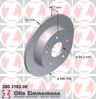 ZIMMERMANN Hátsó féktárcsa 280.3162.00_ZIM