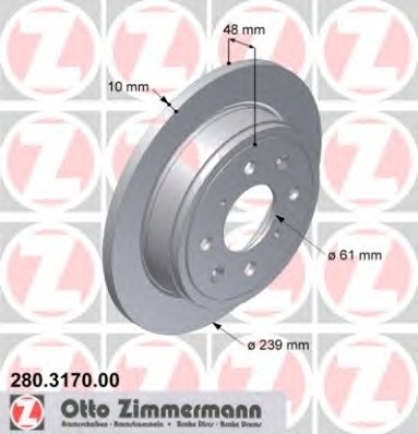 ZIMMERMANN Hátsó féktárcsa 280.3170.00_ZIM