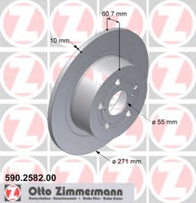 ZIMMERMANN Hátsó féktárcsa 590.2582.00_ZIM