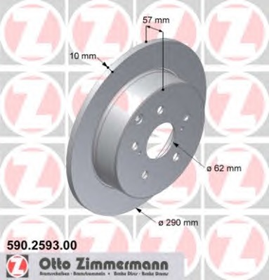 ZIMMERMANN Hátsó féktárcsa 590.2593.00_ZIM