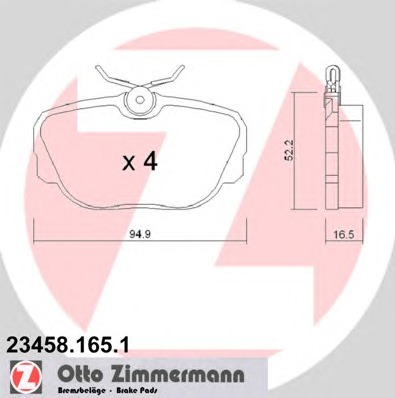 ZIMMERMANN Hátsó fékbetét 23458.165.1_ZIM