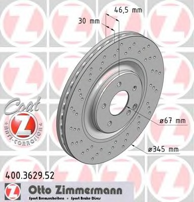 ZIMMERMANN Első féktárcsa 400.3629.52_ZIM