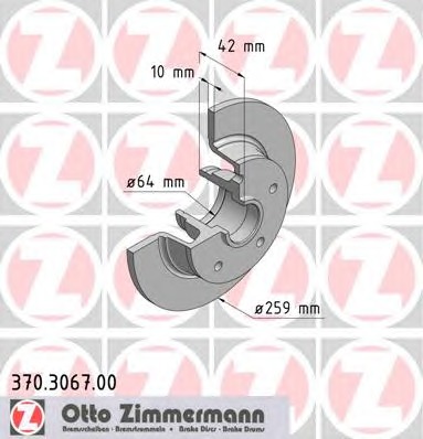 ZIMMERMANN Hátsó féktárcsa 370.3067.00_ZIM