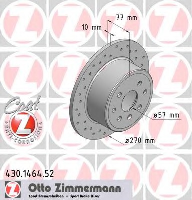 ZIMMERMANN Hátsó féktárcsa 430.1464.52_ZIM