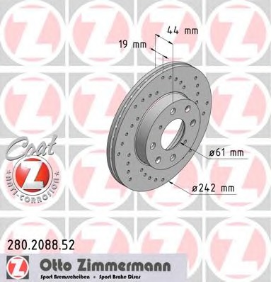 ZIMMERMANN Első féktárcsa 280.2088.52_ZIM