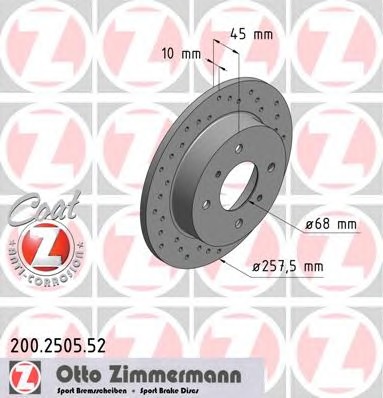 ZIMMERMANN Hátsó féktárcsa 200.2505.52_ZIM