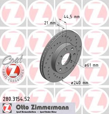 ZIMMERMANN Első féktárcsa 280.3154.52_ZIM