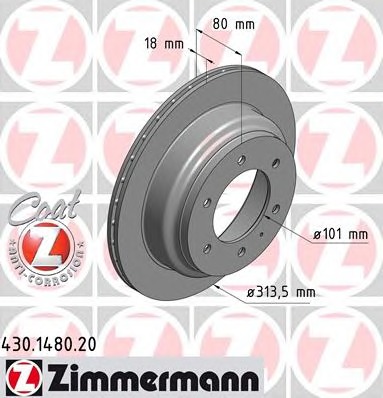 ZIMMERMANN Hátsó féktárcsa 430.1480.20_ZIM