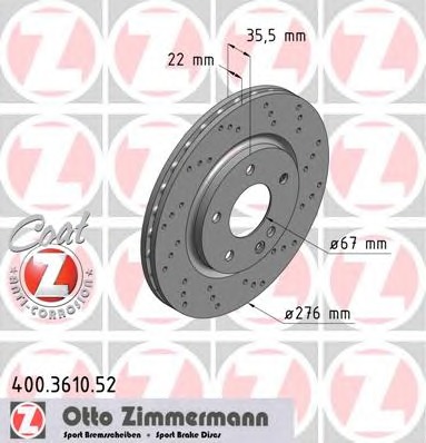 ZIMMERMANN Első féktárcsa 400.3610.52_ZIM