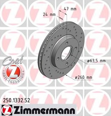 ZIMMERMANN Első féktárcsa 250.1332.52_ZIM