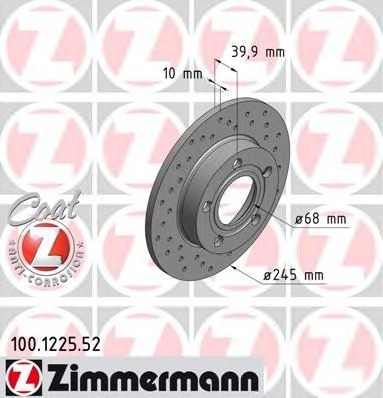 ZIMMERMANN Hátsó féktárcsa 100.1225.52_ZIM