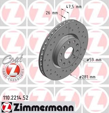 ZIMMERMANN Első féktárcsa 110.2214.52_ZIM