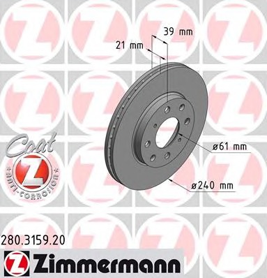 ZIMMERMANN Első féktárcsa 280.3159.20_ZIM