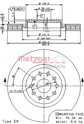 METZGER Első féktárcsa 24732V_METZ