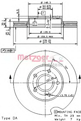 METZGER Első féktárcsa 24919V_METZ