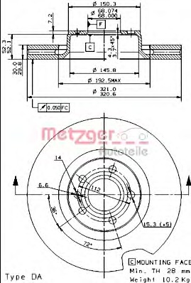 METZGER Első féktárcsa 24930E_METZ