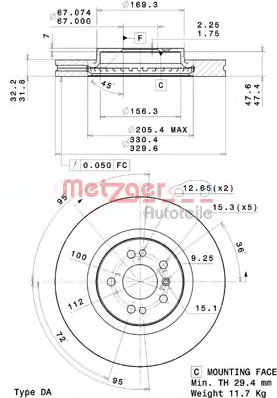 METZGER Első féktárcsa 25064V_METZ