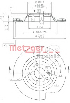 METZGER Hátsó féktárcsa 24892_METZ