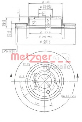 METZGER Első féktárcsa 24916V_METZ