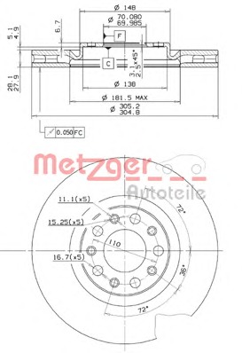 METZGER Első féktárcsa 24994V_METZ