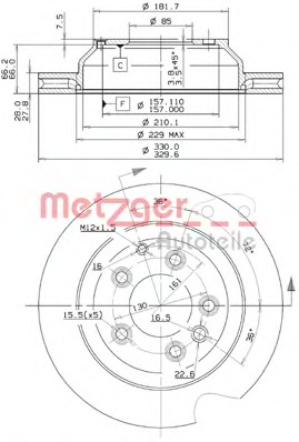 METZGER Hátsó féktárcsa 25136V_METZ