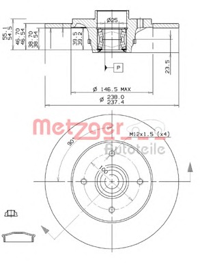 METZGER Féktárcsa+kerékagycsapágy 6110724_METZ